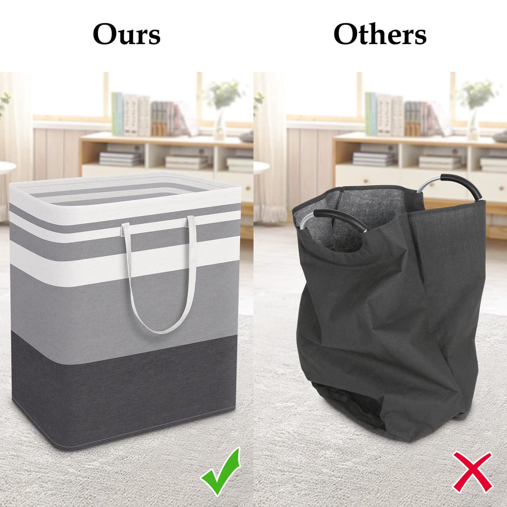 Basket Hamper, 100L Collapsible Clothes Storage, Grey