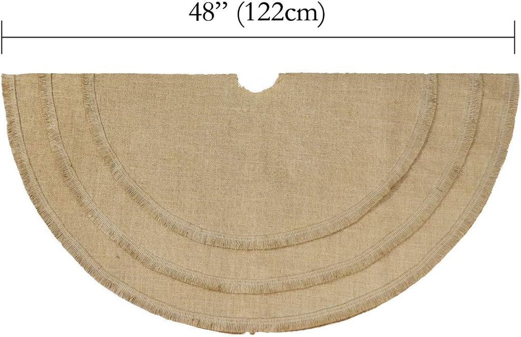 Christmas Tree Skirt, 48 inches Natural Burlap Jute Plain with Tassels, Rustic Xmas Holiday Decoration...