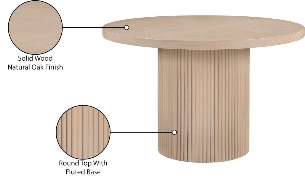 728Oak-T Belinda Collection Mid-Century Modern Dining Table, Solid Wood Base, Natural Finish Oak Wood Veneer MDF Top
