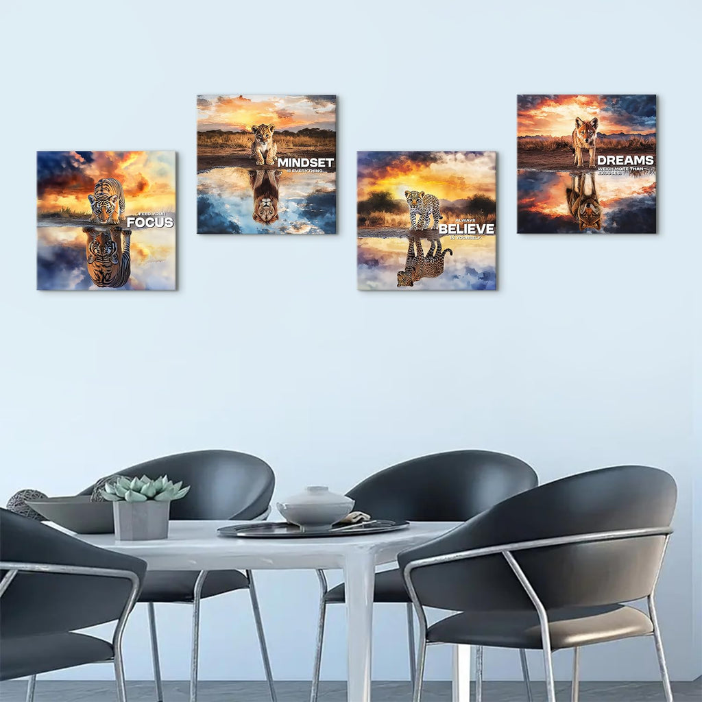 Motivational Wall Decor Lion Wall Art Inspirational Quotes Pictures Sunset Landscape Canvas Prints Leopard Tiger Wolf