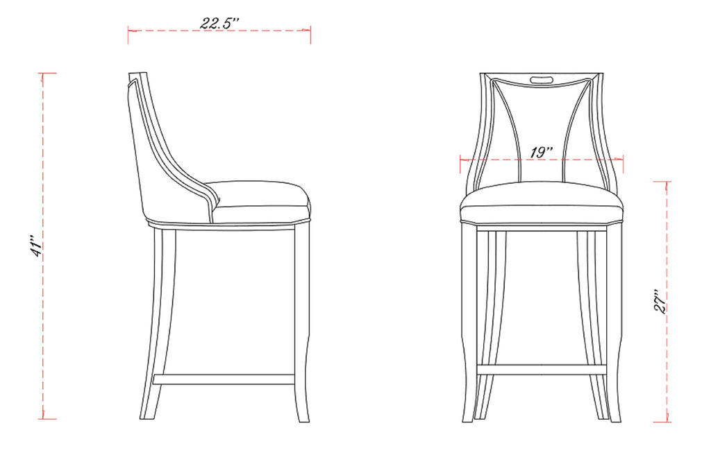 Emperor Vegan Leather Bar Stools with Backrest, Foam Padding and Solid Beech Wood Frame, Fully Assembled Upholstered