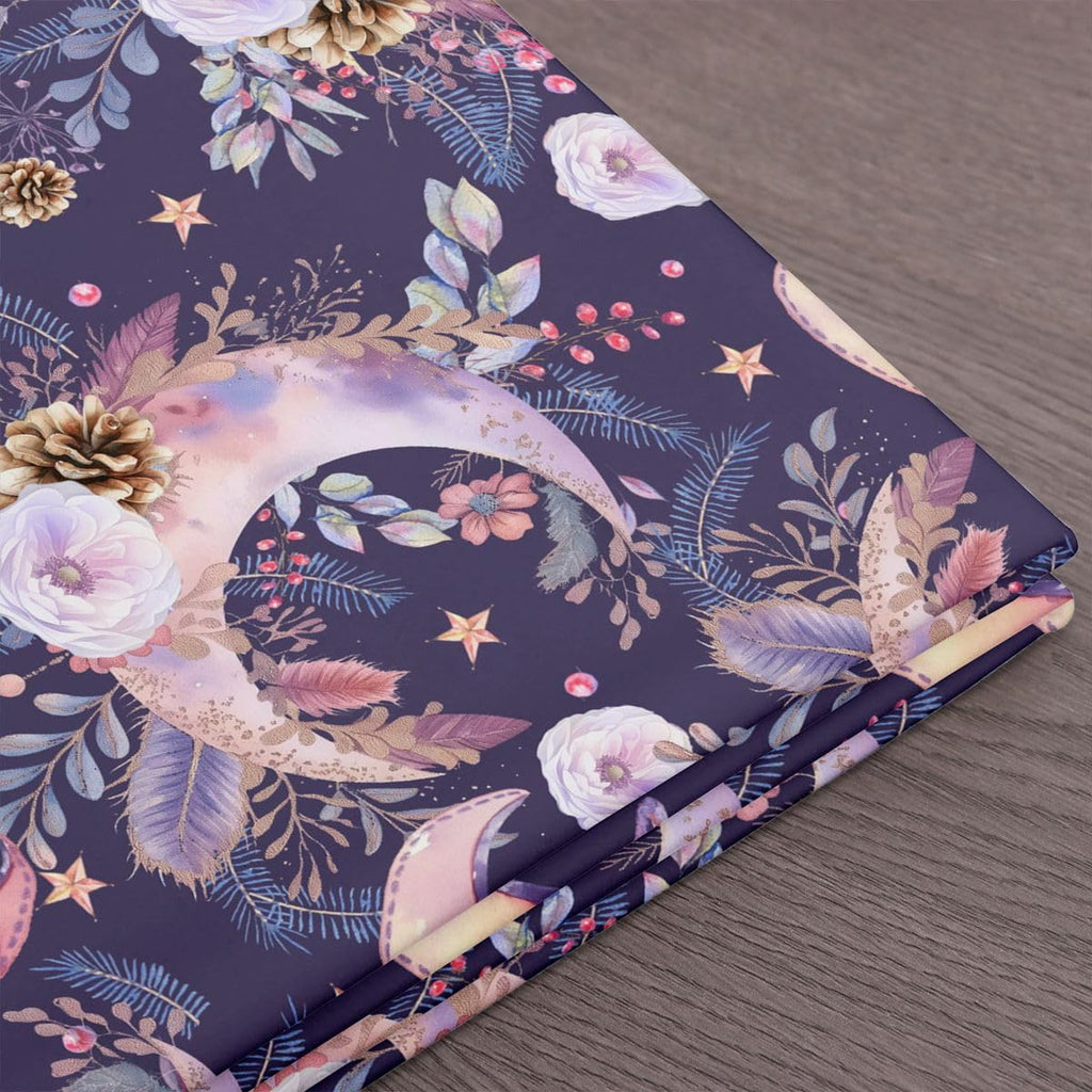 Purple Moon Fabric by The Yard Watercolor Floral Leaves Botanical Fabric Soft Polyester No Stretch DIY Projects