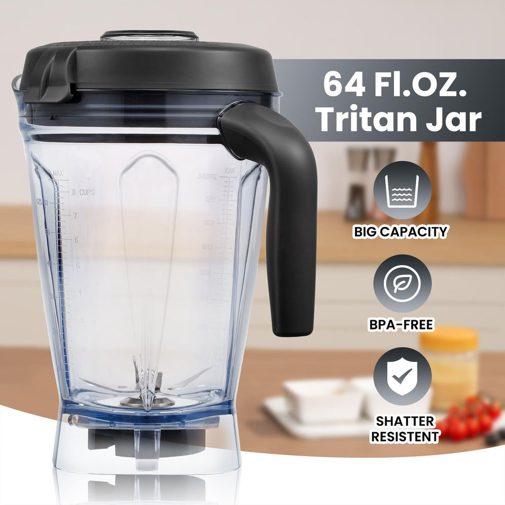 1500w Blender with Pre-set Blending Programs, 64oz Heavy Duty Profession-grade Blender for Smoothies, Soups, Dips