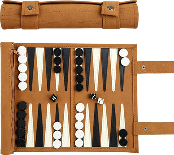 Travel Backgammon Set, Lightweight Roll-up Classic Board Game Travel Backgammon Sets for Adults, Portable Chess Set