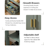 58.27'' Buffet Cabinet with 2 Drawers,LED and Adjustable Shelves,Large Glass Door Coffee Bar Cabinet with