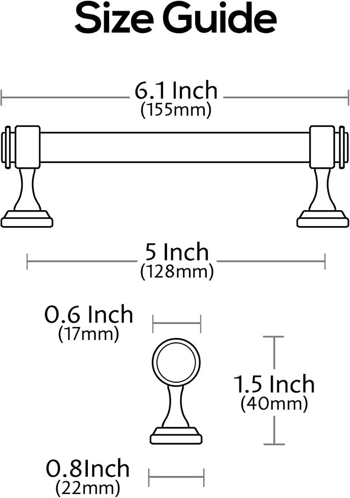 10 Pack Oil Rubbed Bronze Cabinet Pulls, 5 Inch(128mm) Hole Centers Cabinet Handles Kitchen Hardware Straight Bar for
