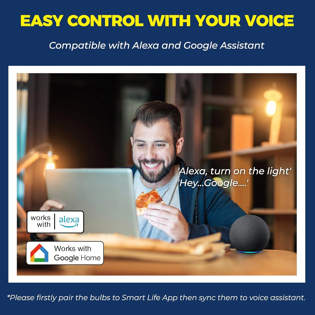 E12 Smart Light Bulbs 60W Equiv., Work with Alexa/Google Home/SmartLife, 500LM 6W RGBCW Candle Candelabra LED Bulbs