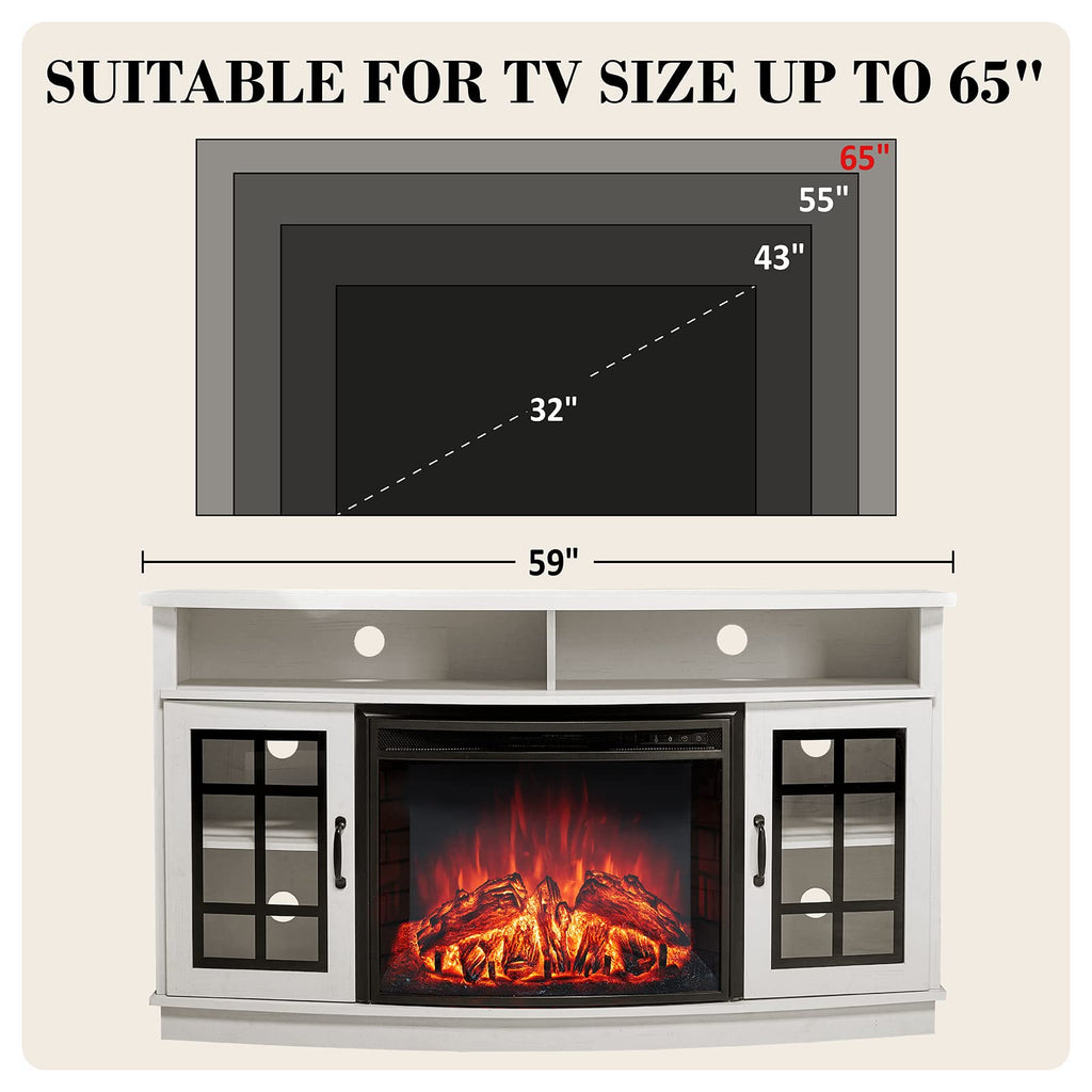 59" Curved with Storage Cabinet for TVs Up to 65"