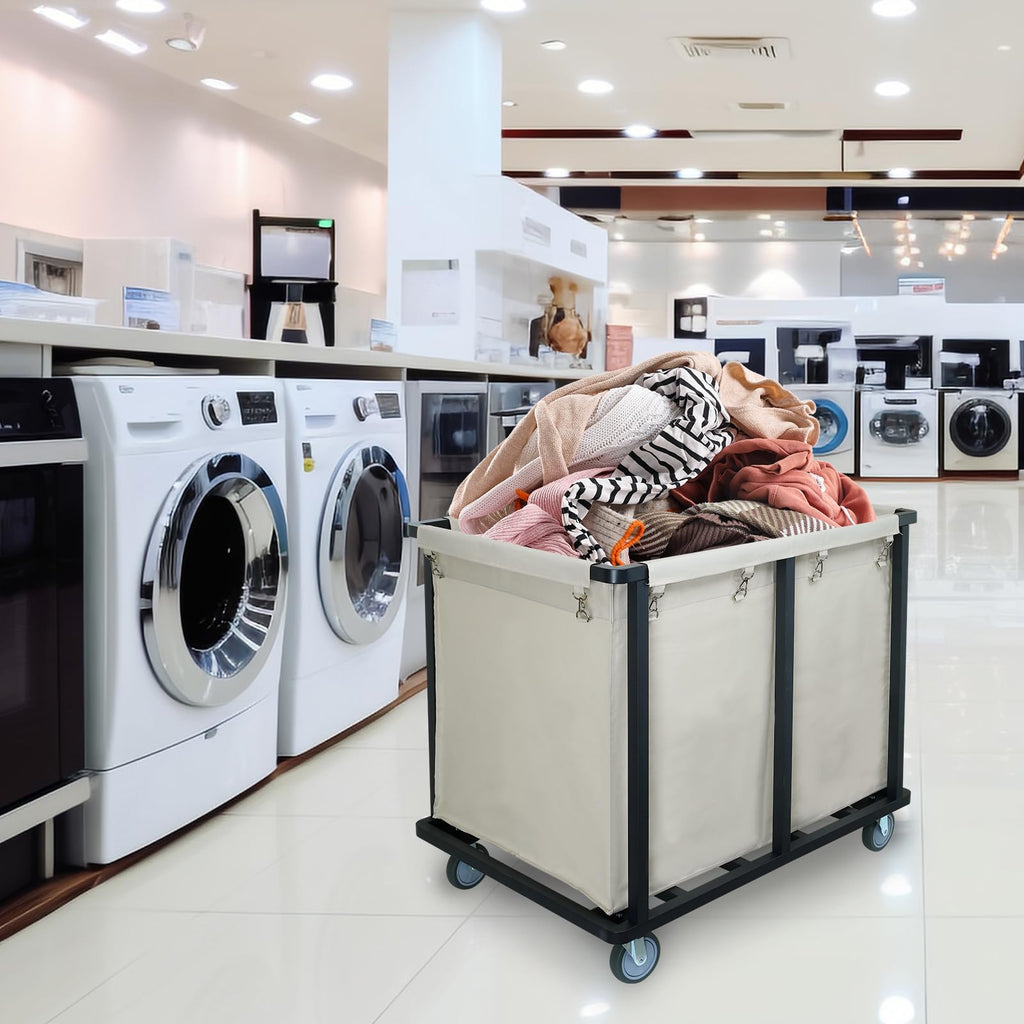 Commercial Laundry Cart with Wheels,400L Beige
