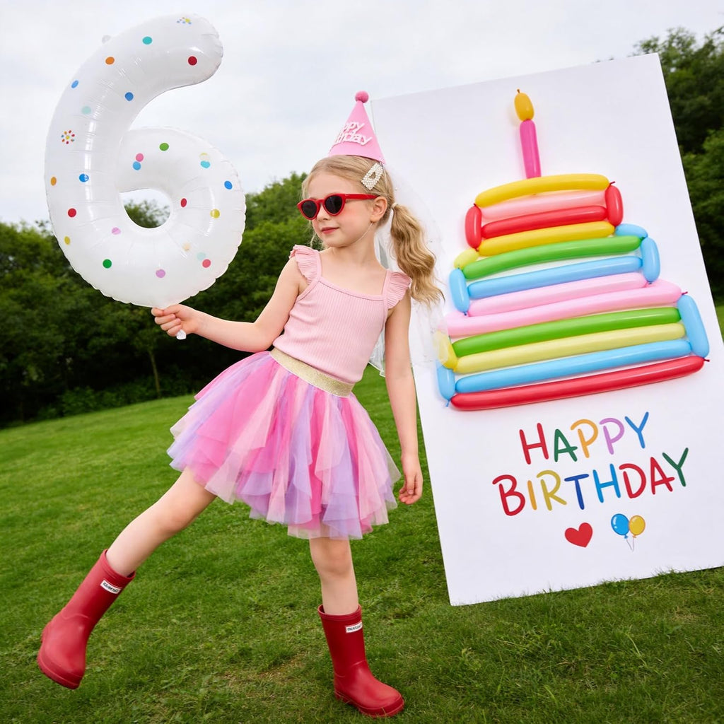 Girls Rainbow Flower Tulle Skirt Toddler Tutu Girls Clothes