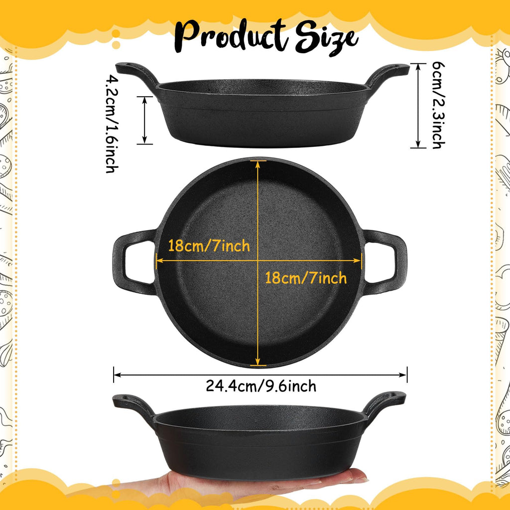 6 Pack Mini Cast Iron Skillets 7 x 7 x 1.7 Inch Pan Ramekin Set