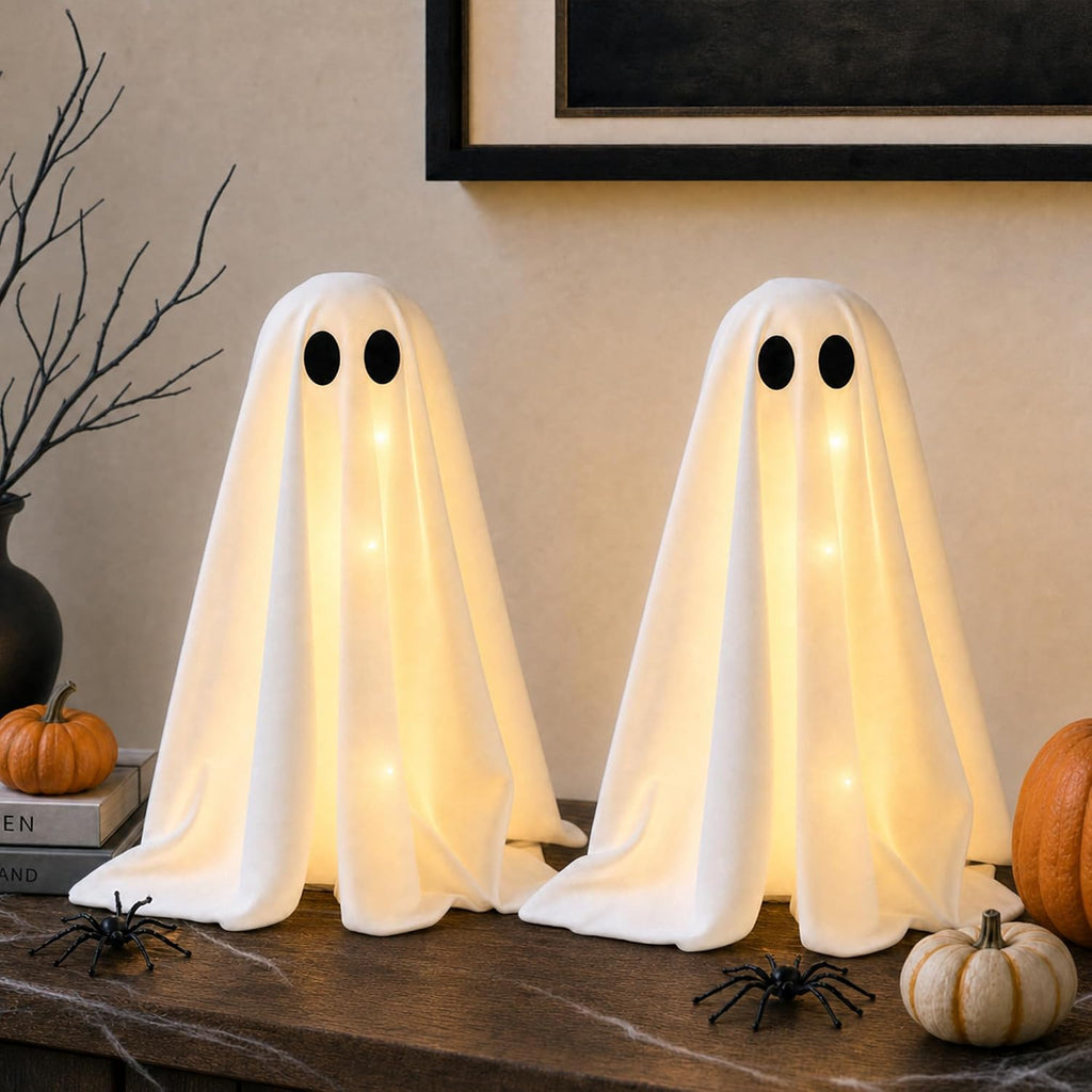 Halloween Decorations -2 Packs Spooky Light Up Ghosts with Lights - Set of 2