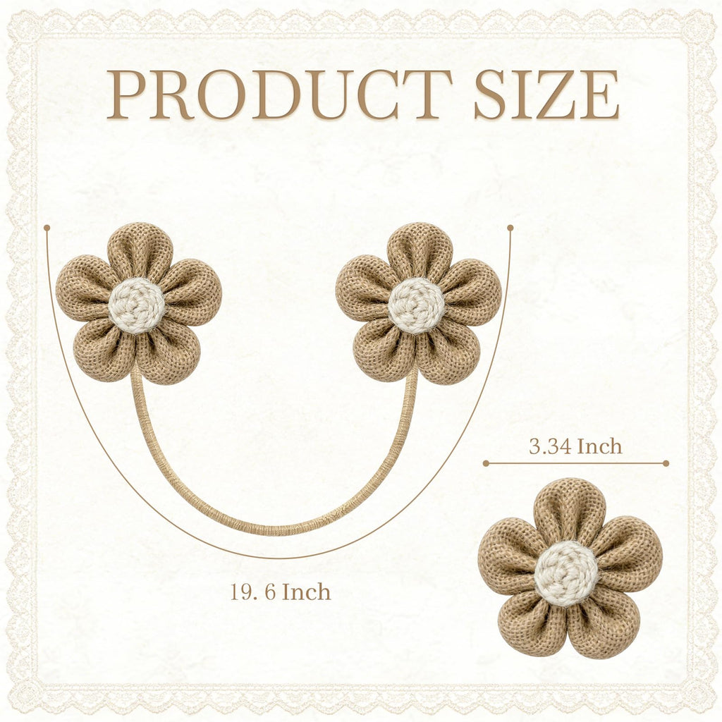 Curtain Tiebacks, Twisted Boho Curtain Holdbacks, Khaki, 4 Pcs