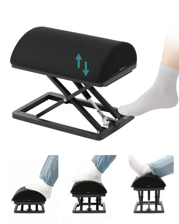 Step-to-Adjust Foot Rest-Truly Infinite Height, No Bending Needed