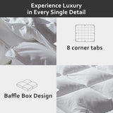 Luxury Goose Down Comforter Queen, Ultra-Soft Fluffy Duvet Insert for All Season
