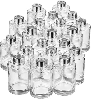 Reed Diffuser Bottles 4 oz Refillable Glass with Silver Caps - Set of 20