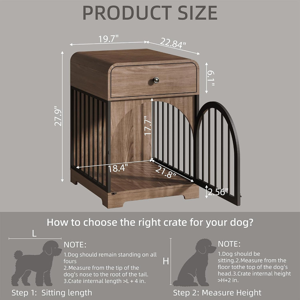 Dog Crate Furniture, Wooden Dog Crate House with Drawer, Kennel Indoor for Small Breed, Indoor Decorative Dog Kennel