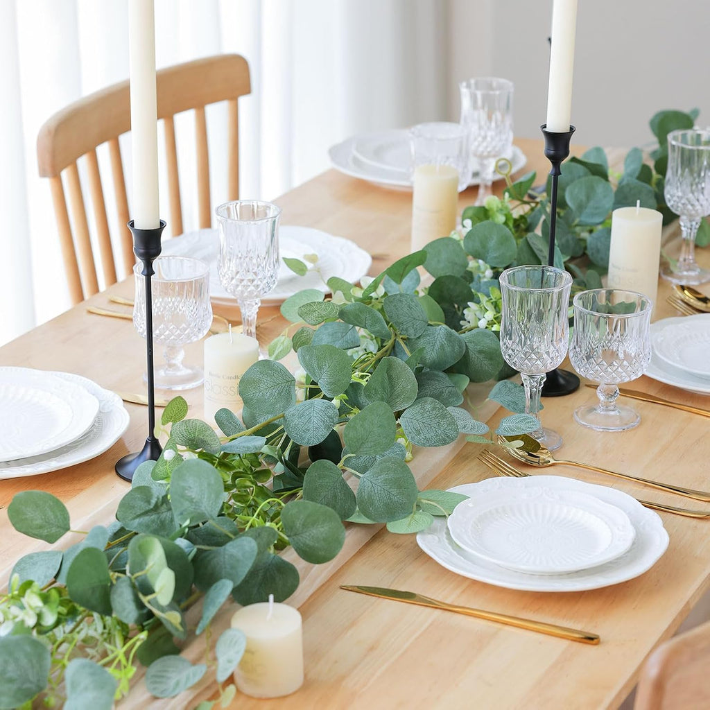 Strands Artificial Vines Eucalyptus Garland 68" Fake Vine with Silk Leaves Green Garland Faux Hanging Plants - Set of 12