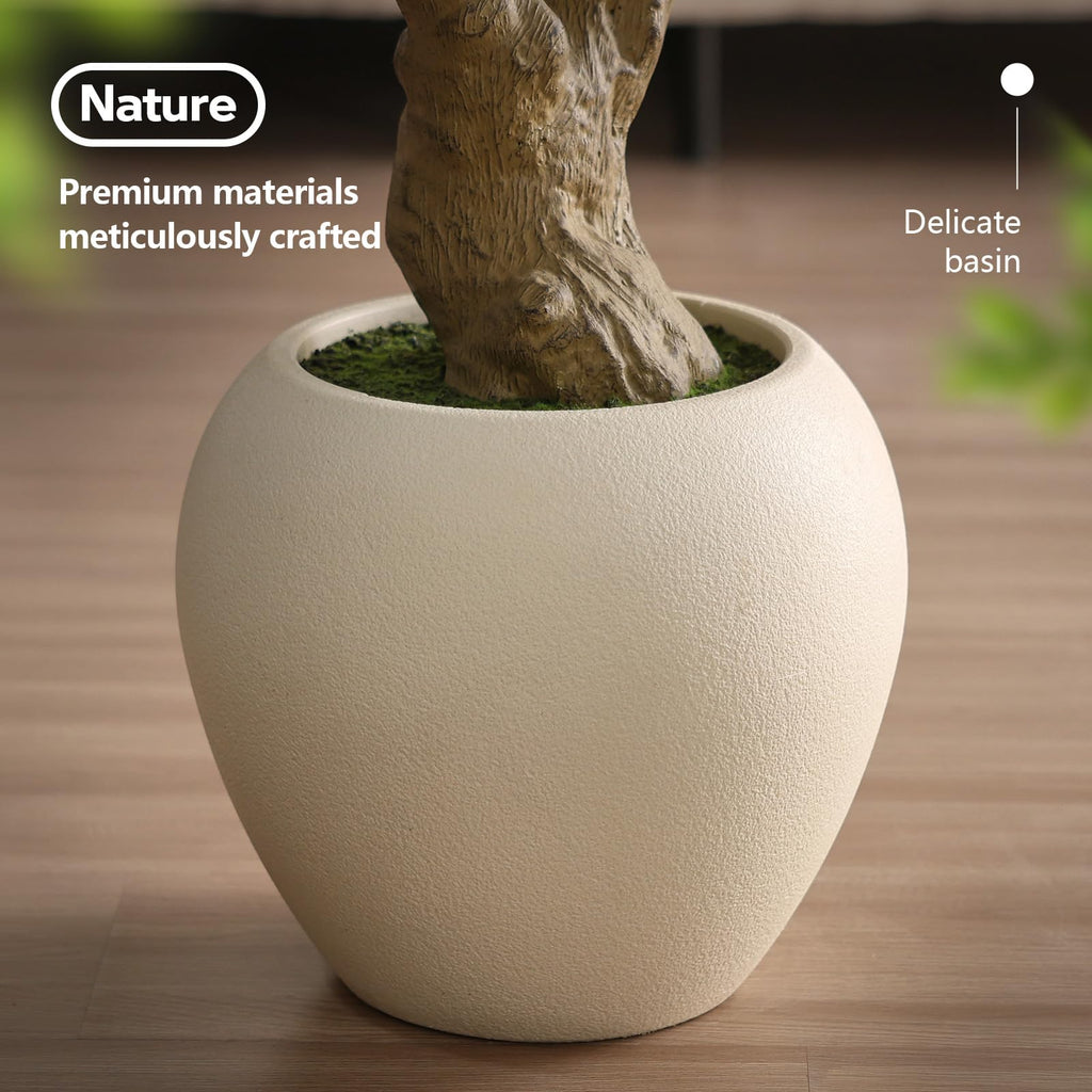 Artificial Olive Tree 6FT Faux Plant Home Decor - Large White Pot with Lifelike Silk Leaves, UV Resistant & No