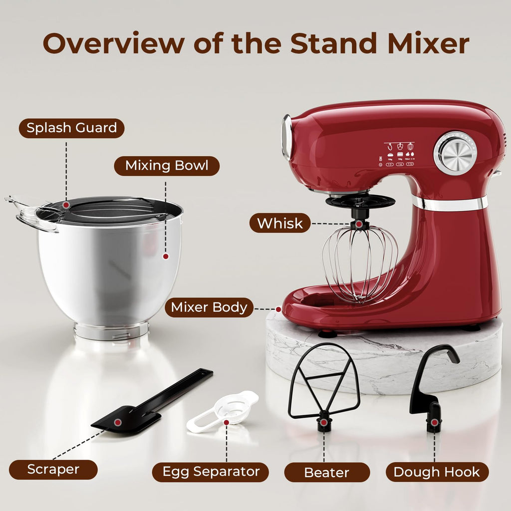 5.3 Quart Electric Stand Mixer With 12 Speed, Low Noise