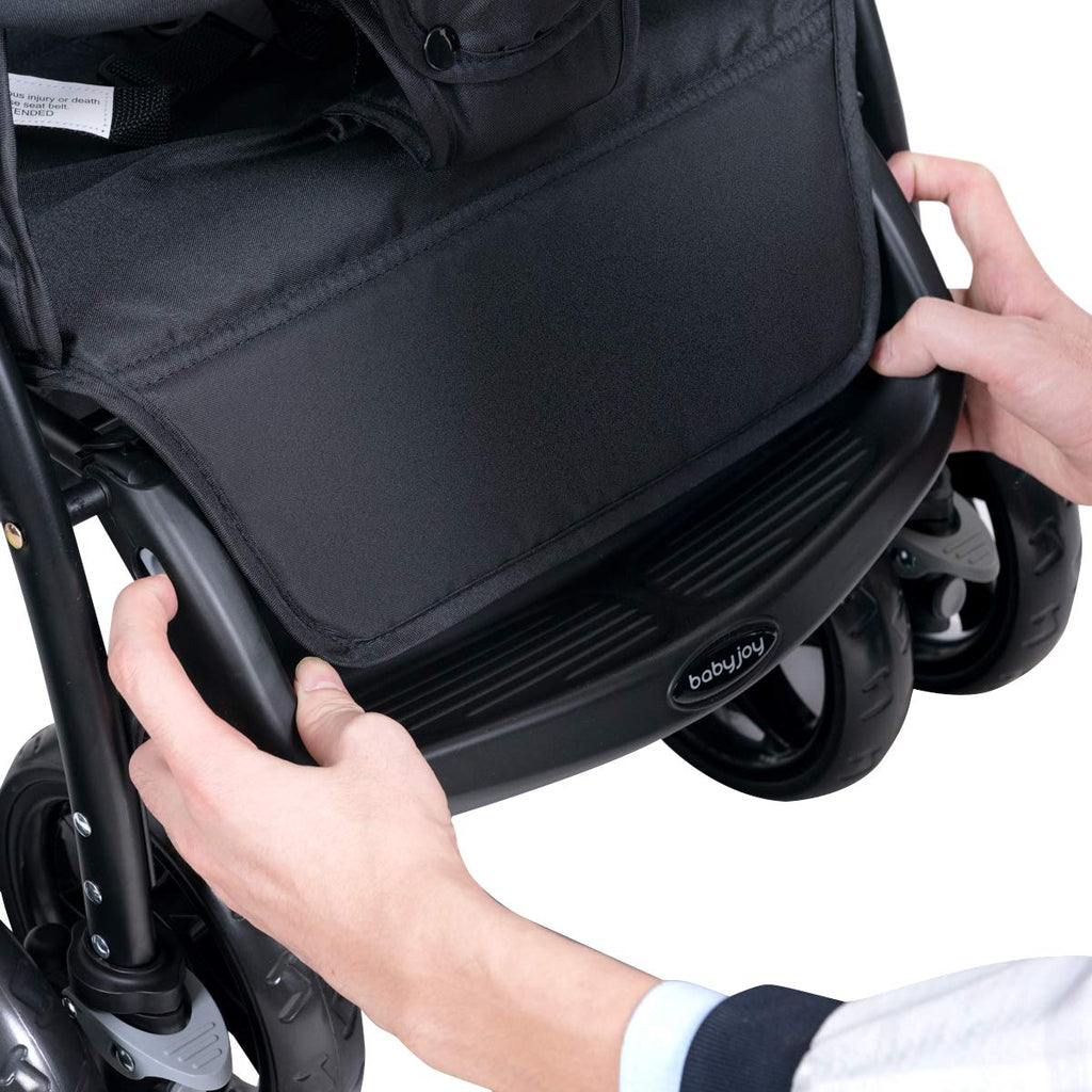Double Stroller, Foldable Lightweight Twin Stroller with Tandem Seating, Adjustable Backrest/Canopy/Footrest, Point
