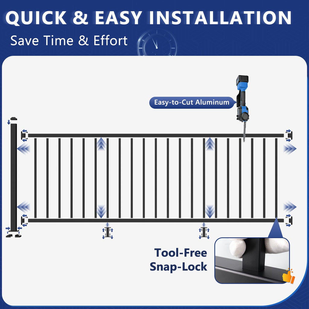36 in. H x 16 ft. W Modular Aluminum Deck Railing Kits with Post