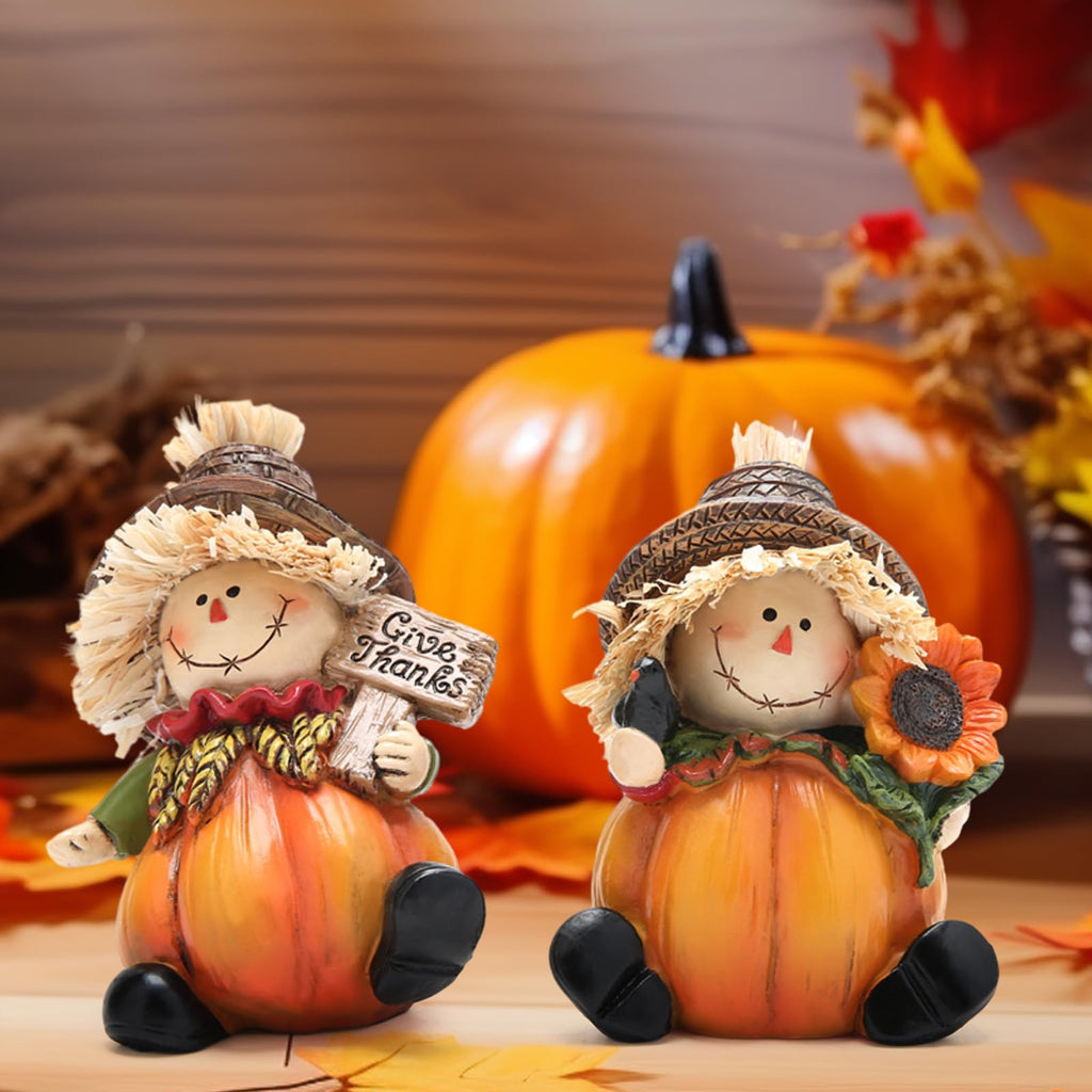 2 PCS Fall Harvest Scarecrow Decoration, Thanksgiving Centerpiece