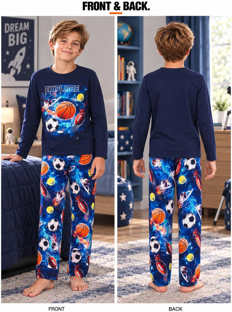 Boys Piece Long Sleeve Pajamas Sport Game Space
