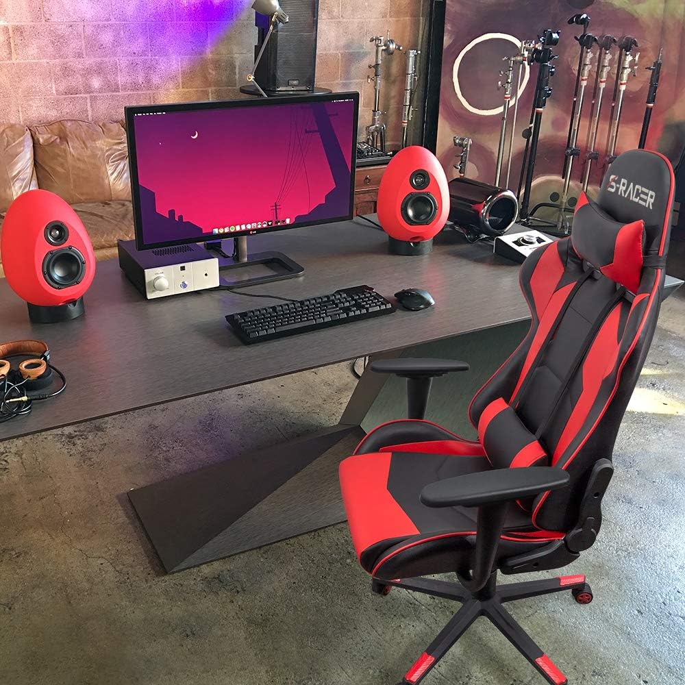 Gaming Chair, Office Chair High Back Computer Chair Leather Desk Chair Racing Executive Ergonomic Adjustable Swivel