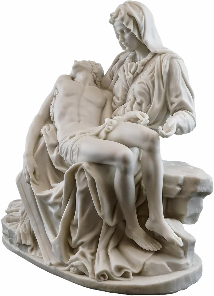 La Pieta by Michelangelo Statue - Museum Grade Replica Sculpture in Premium Cold-Cast Marble White - 10-Inch