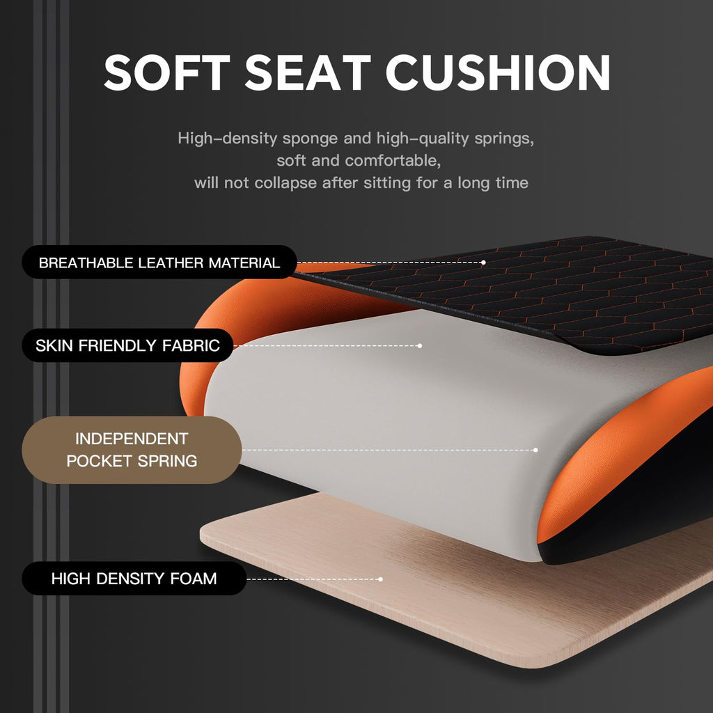 Gaming Chair with Footrest, High Back Gaming Chairs PVC Leather Ergonomic Gamer Chair with Adjustable Headrest Lumbar