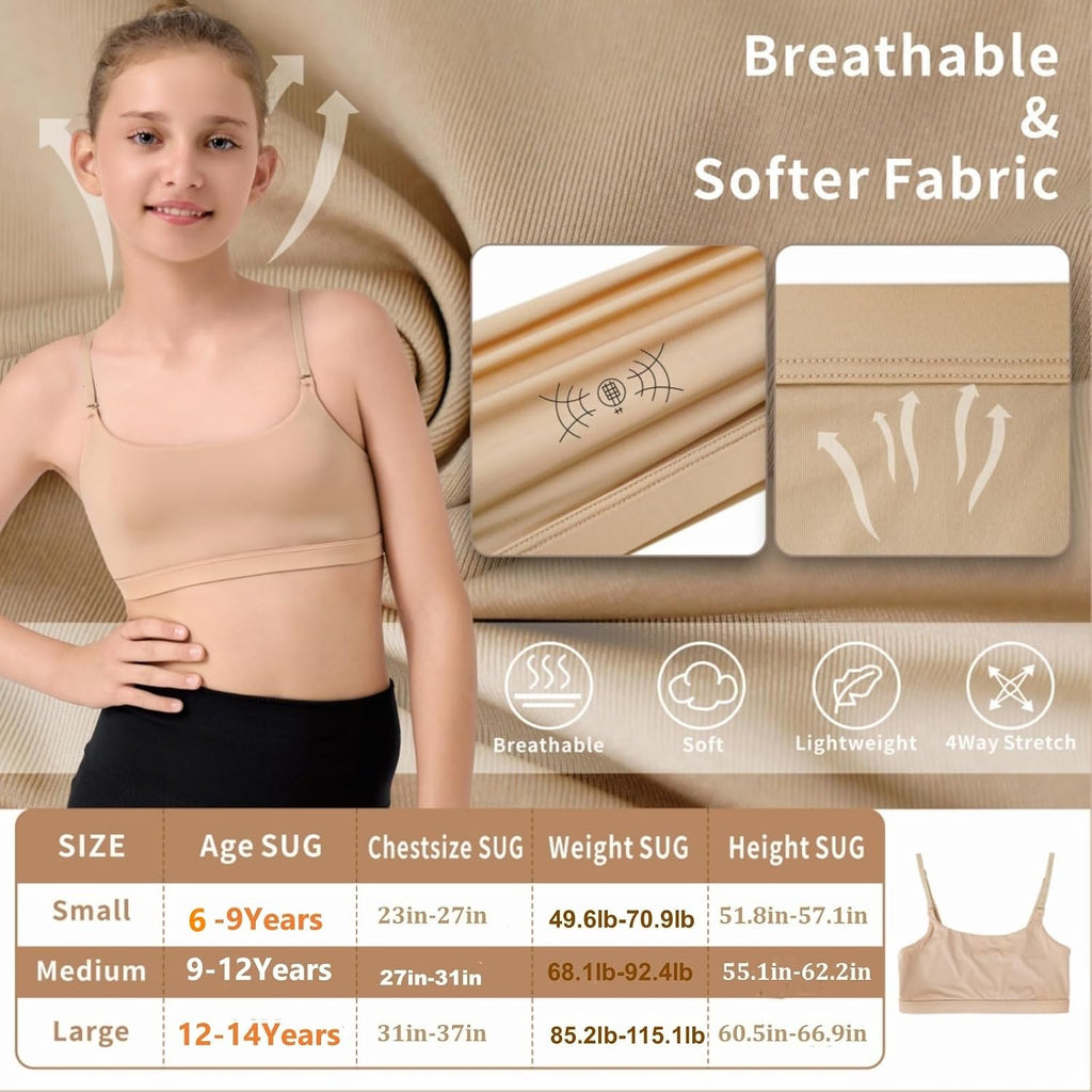 Gymnastic Ballet Sport Bras for Girls Nude Training Bra for Teen