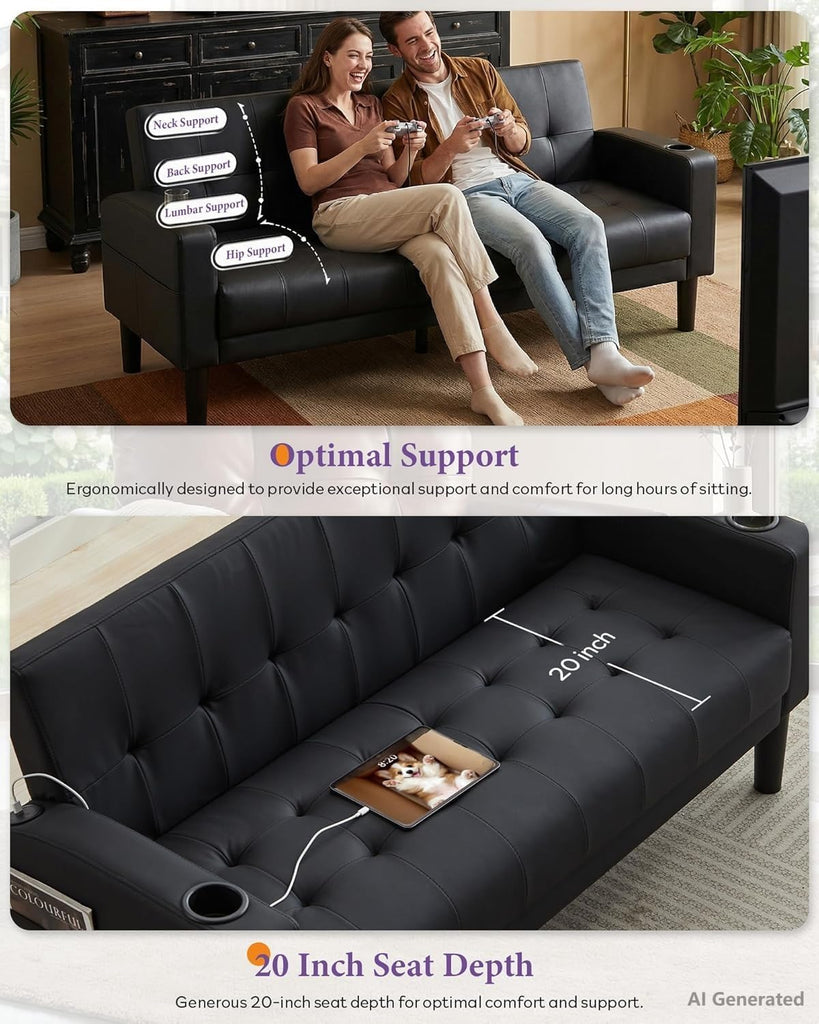 Light Grey Couch and Chairs Set, 3 Piece Living Room Furniture Set with USB & Type-C Ports, Fabric Loveseat Sofa and
