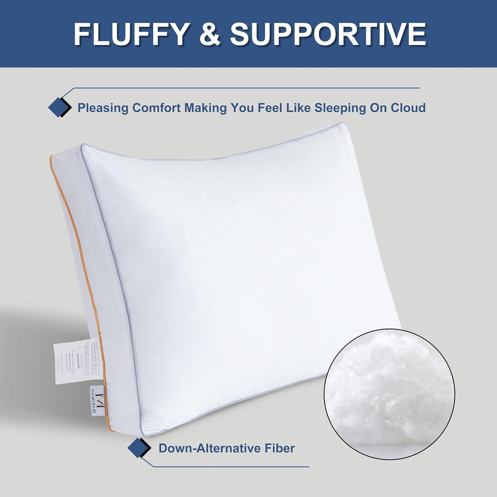 Queen Size Bed Pillows Set of 2, Down Alternative | Soft Pillow, Side Back & Stomach Sleepers, Breathable, 100%