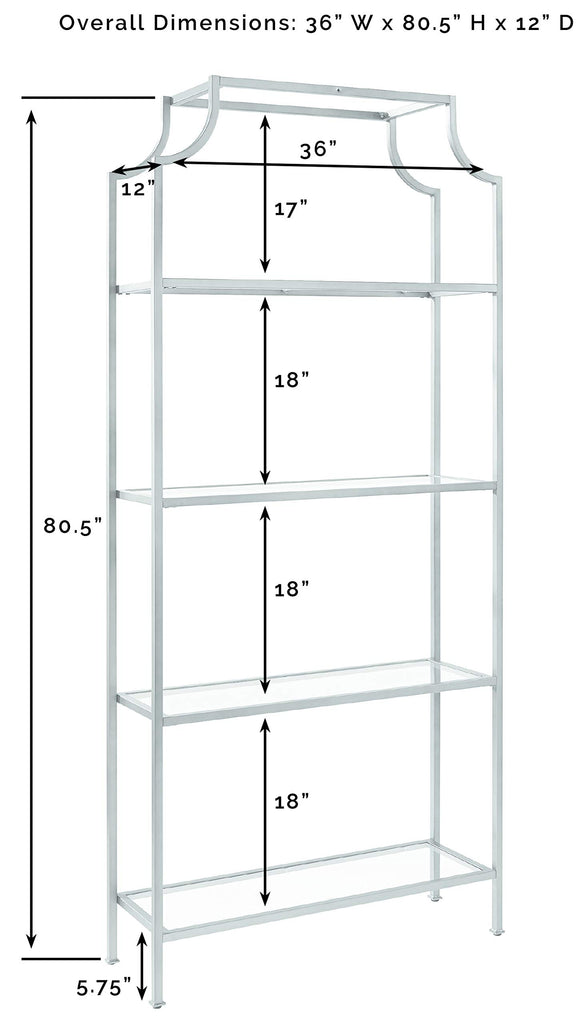 Aimee Bookshelf, Glass Shelves