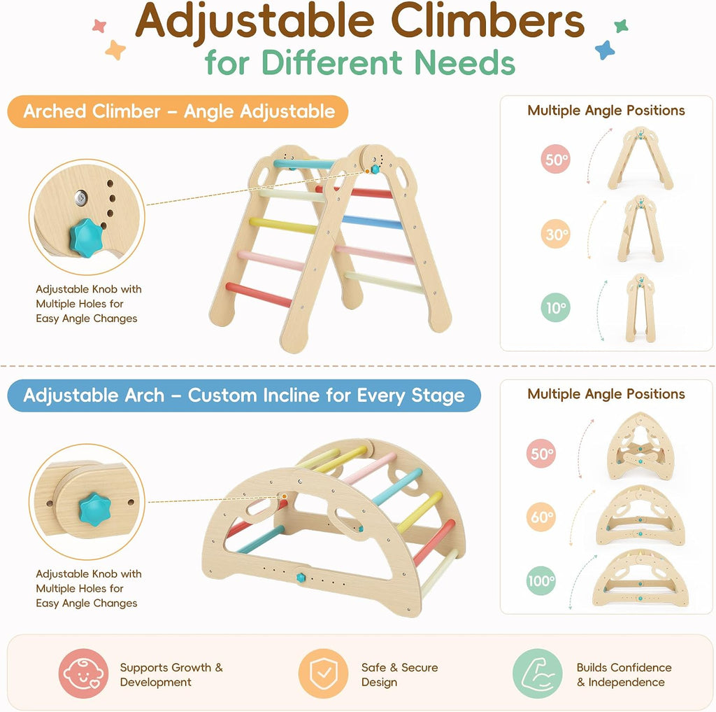 Triangle Set, 7 in1 Foldable Climbing Toys Set for Kids Indoor