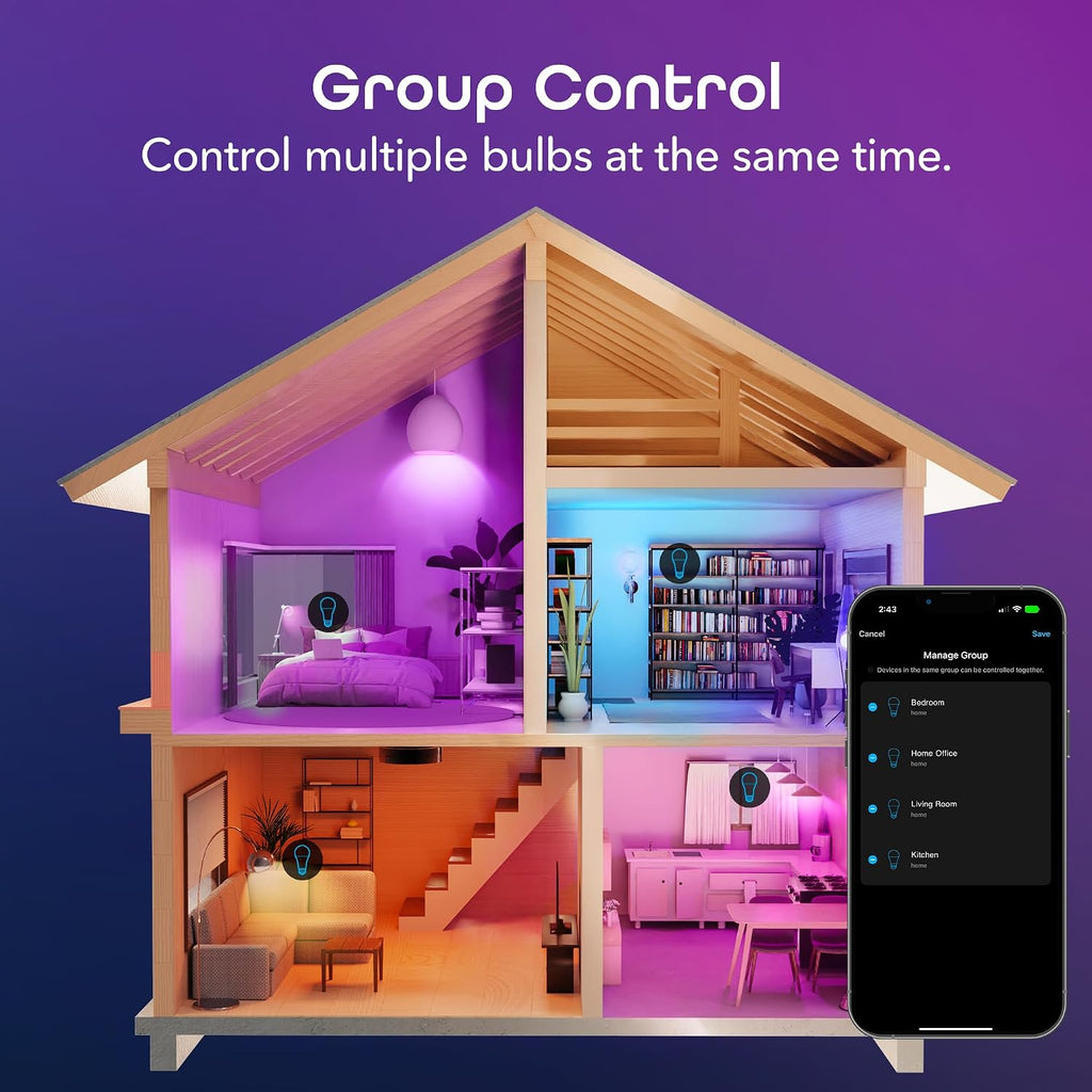 Prisma Plus 800 Dimmable Smart Light Bulbs with 2.4 GHz Wi-Fi Connectivity - Color-Changing & Tunable White, A19 LED
