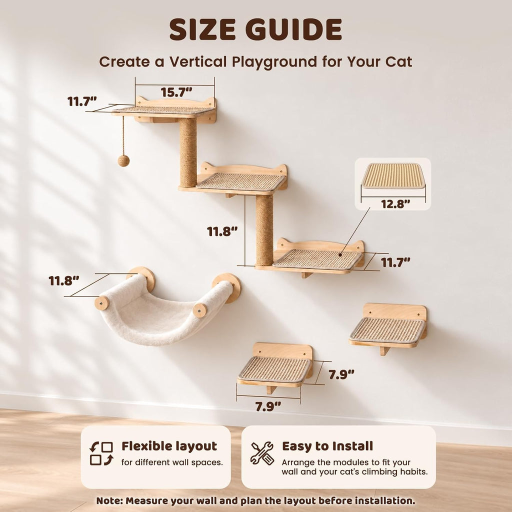 Cat Wall Shelves for Large Cats Wall Mounted Climbing Set