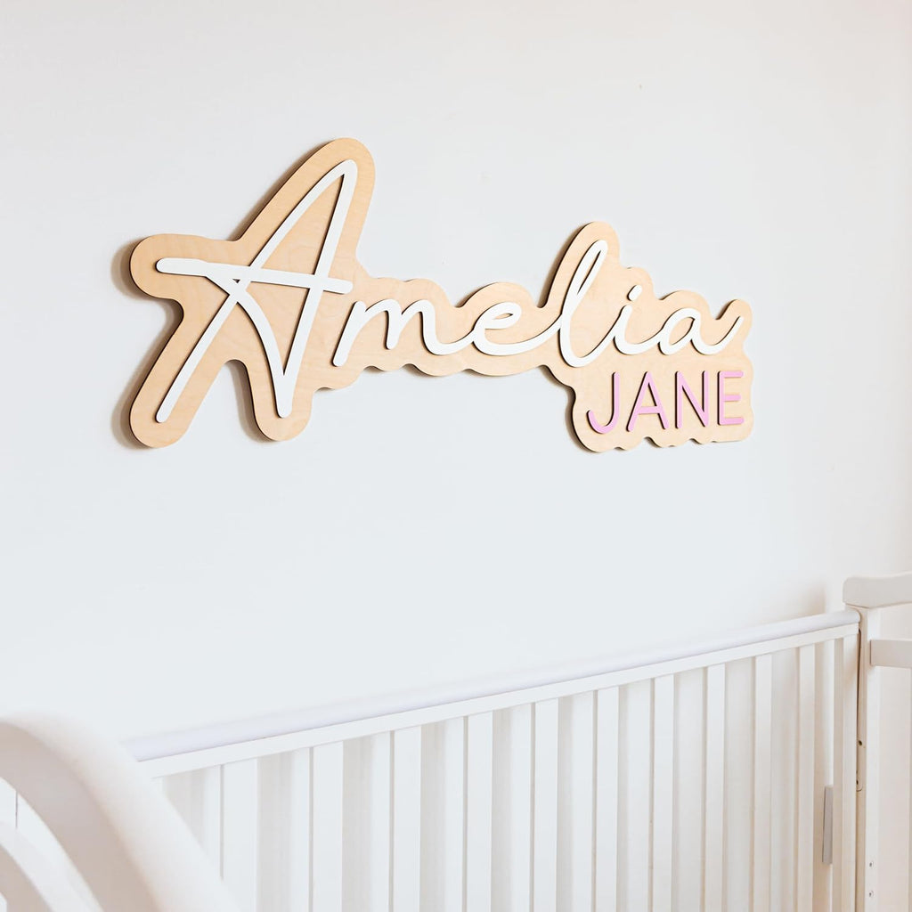 Baby Name Sign, Custom Nursery Name Sign, Wooden Kids Room Decor, Wall Decor