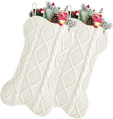 Inch Christmas Stockings,Ivory Knit Bulk Double Side Vintage Dog Xmas Stockings for Family Dogs Pets,2 Pack - Set of 2