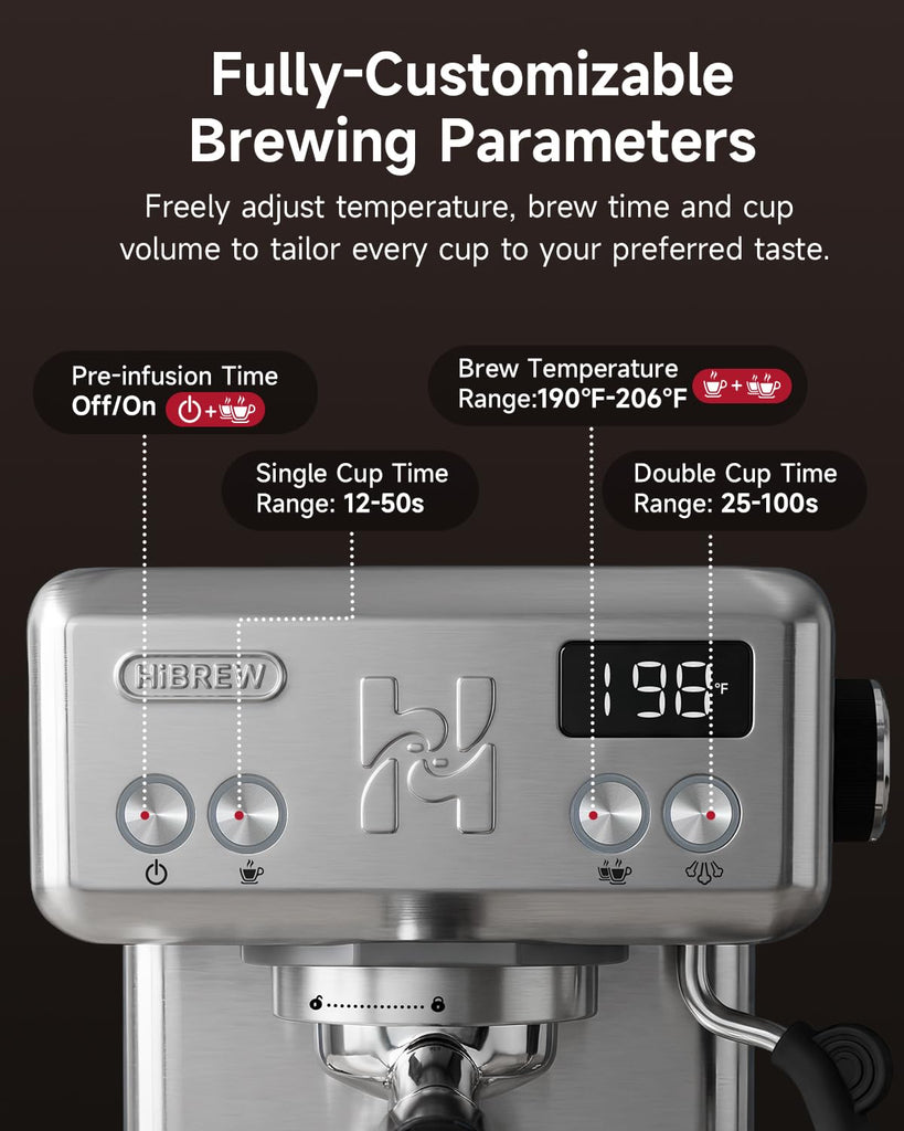 Customizable 58mm Espresso Machine, One-Touch Pressure Release