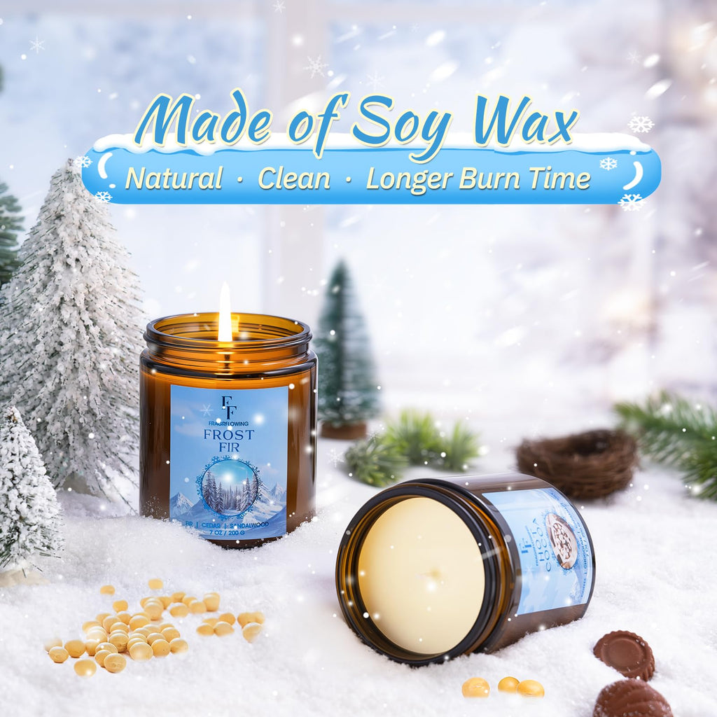 Christmas Candles, Winter Scented Candles, 4 Pack Holiday Natural Soy Candles, Gifts for Women Men, Fragrance of