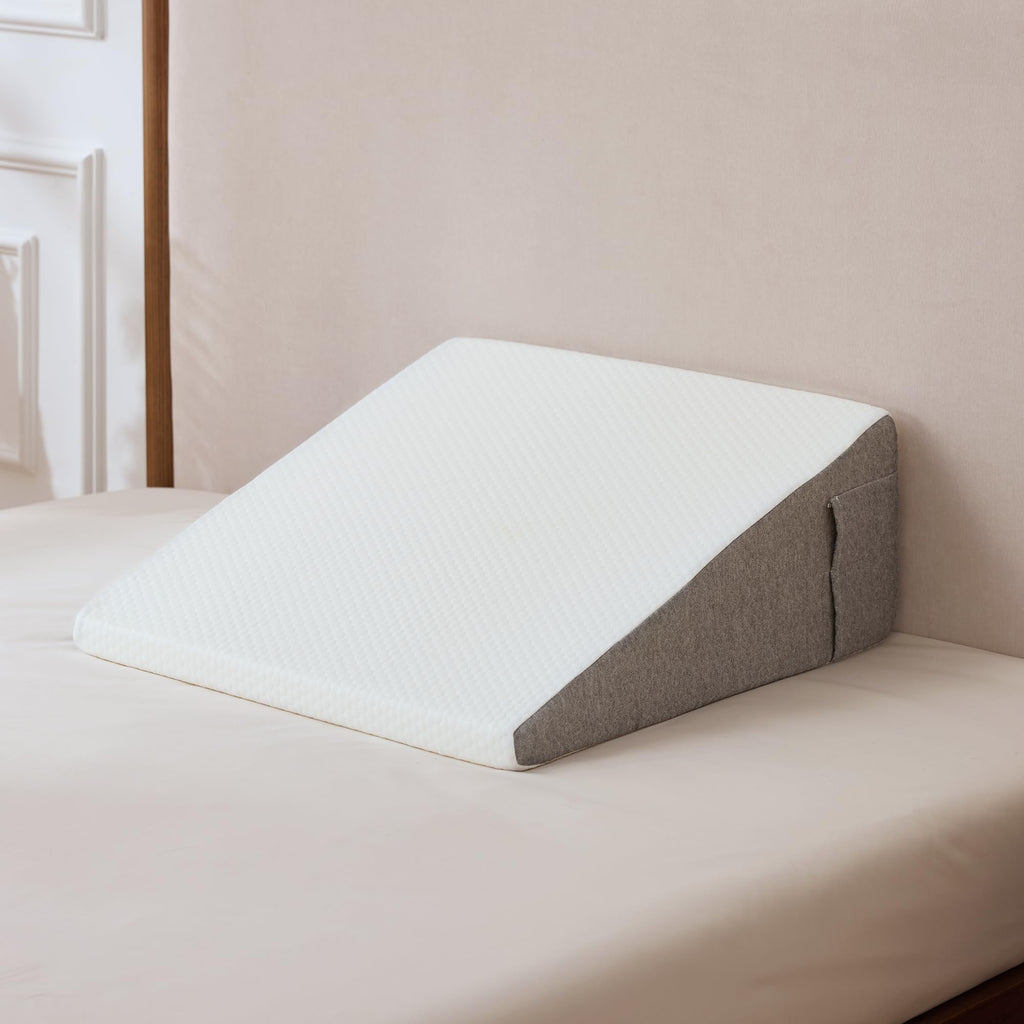 Wedge Pillow with Foam Top for Sleeping, Reading and Rest, 8 Inch Elevated Support Triangle Bed Pillow for Legs and