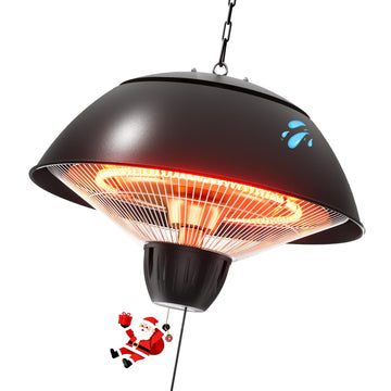 Electric Patio Heater, Outdoor Hanging Infrared Heater with Carbon Fiber Heating, Ceiling Mounted Heater