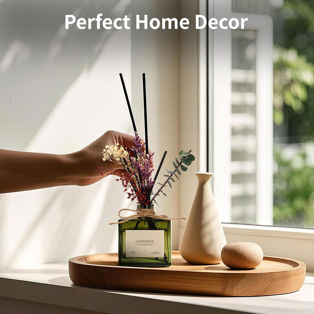 Reed Diffuser, 6.09 oz Earthy Sandalwood Scent Diffuser with Sticks & Dried Flowers, 120 Days Long Lasting diffusers