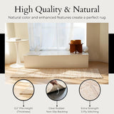 Jute-Cotton Rug 2x6 - Luxurious Natural Hallway Runner with Non-Slip Backing, Low-Profile Kitchen Ru