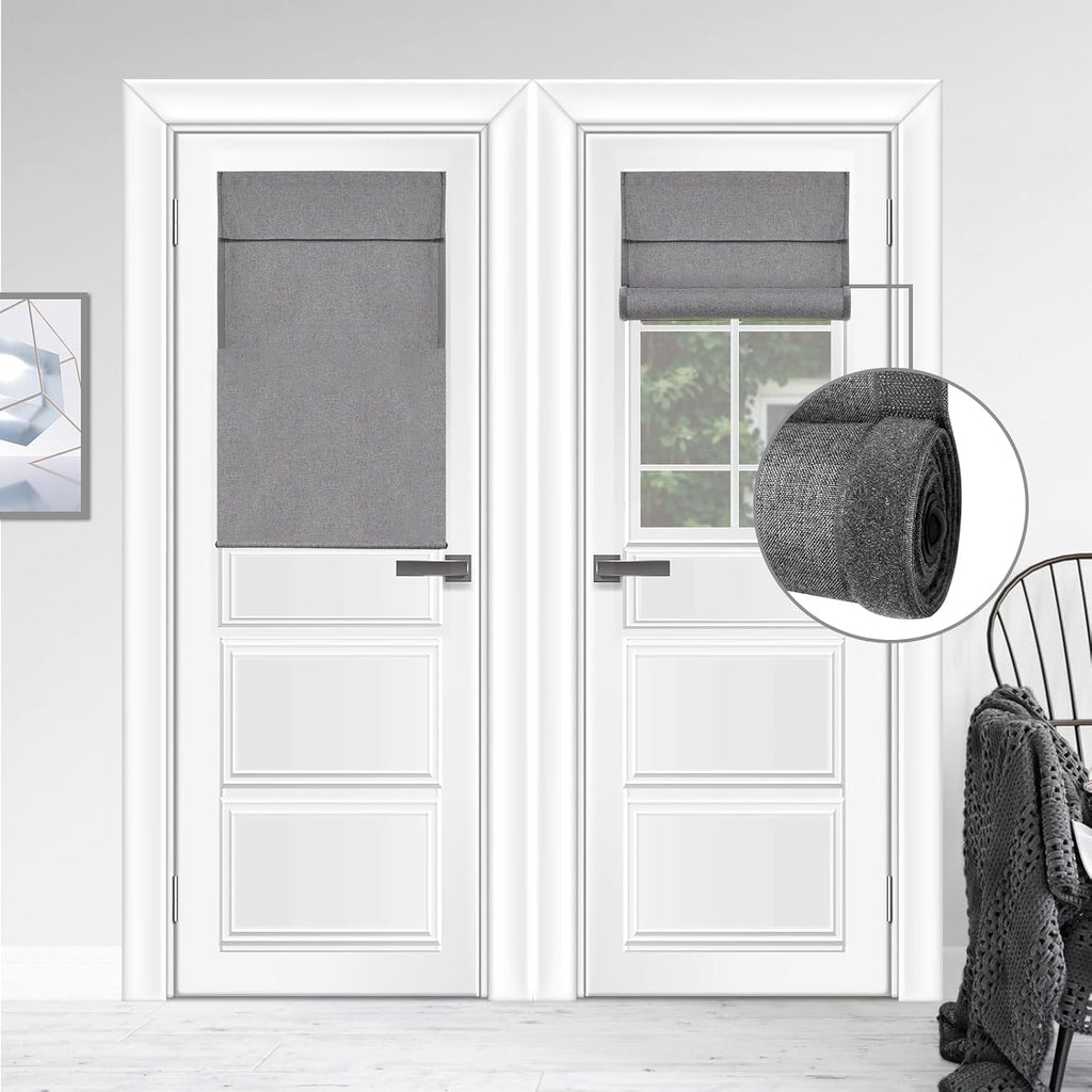 Cordless Blackout Door Curtains, Triple Layers 100% Light Blocking & UV Protect, Noiseless Adjustable Roller Shade