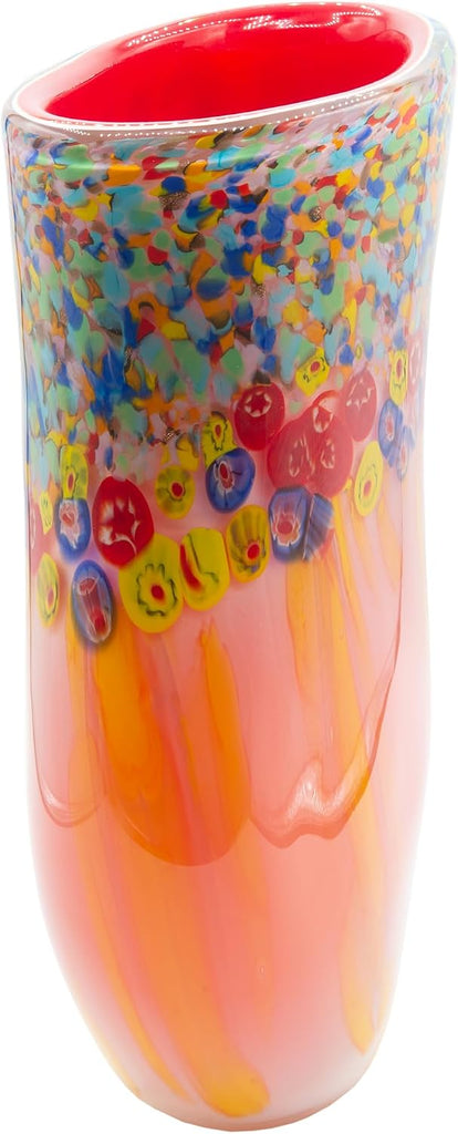 AV22246 Art Glass Vase 13.75" Tall Salt Creek Handcrafted Murano-Style Vase Décor, Living Room, Bed Room, Home