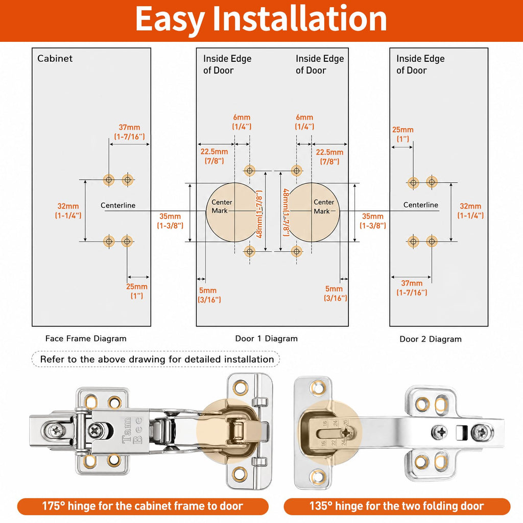 Complete Lazy Susan Hinge Kit, 2 Pair 175 & 135 Degree Hinge