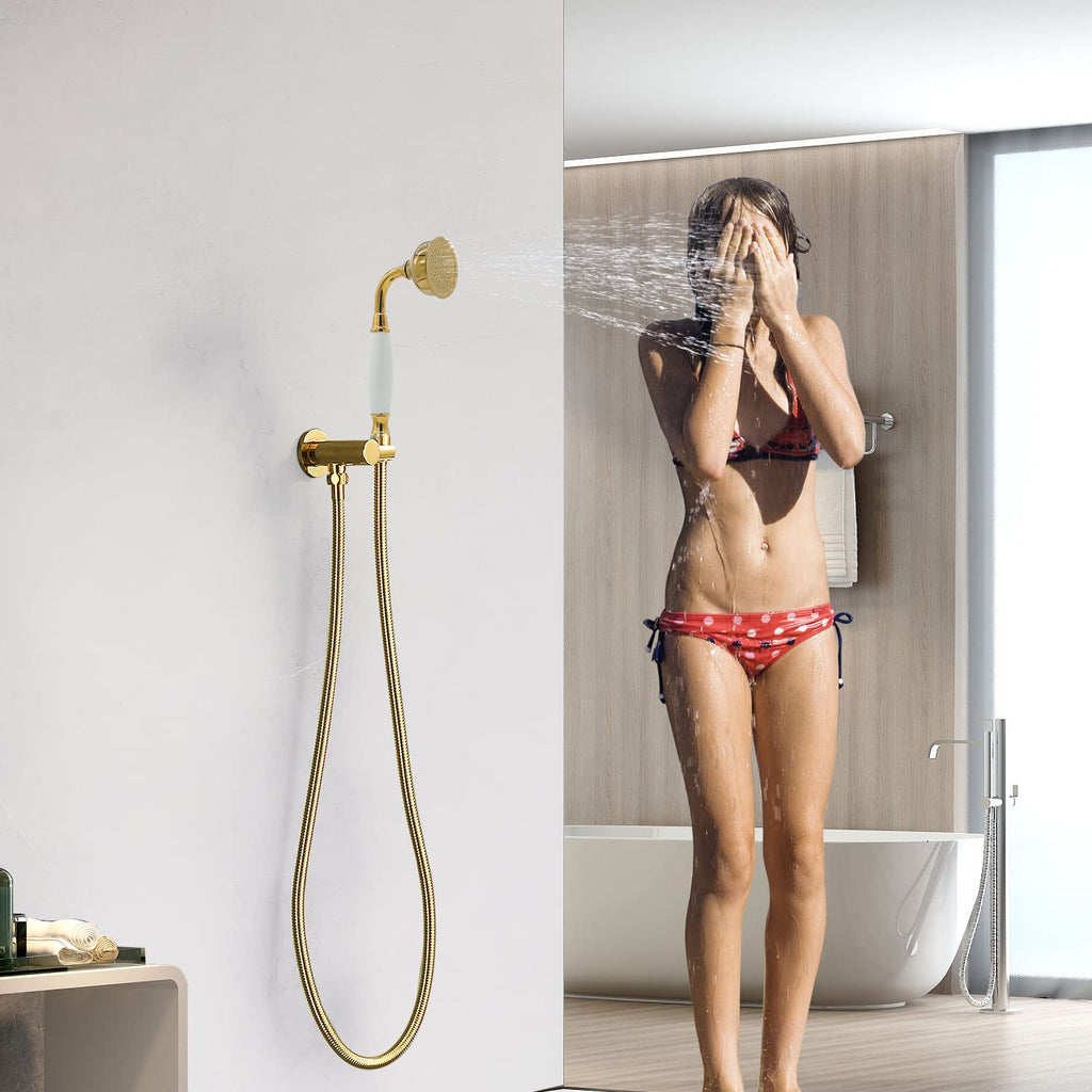 Vintage Handheld Shower Head with 59" Flexible Hose, Gold
